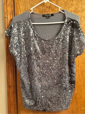 Forever 21 Silver Sequin Crop Top